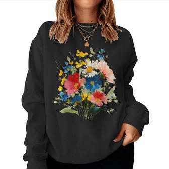 Vintage Wildflowers Watercolor Graphic Floral Gardening Women Sweatshirt | Seseable UK