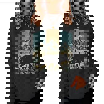 Vintage Wolf Graphic Mountains Nature Retro Women Sweatshirt | Seseable FR