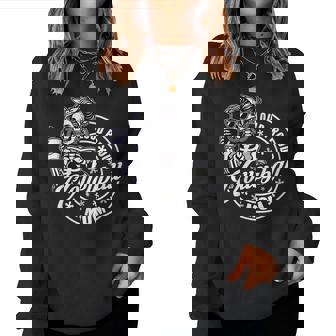 Volleyball Mom Skeleton Drinking Coffee Loud Proud Mother Women Sweatshirt | Seseable UK