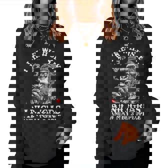 I Like Whiskey And Cigars And Maybe 3 People Monkey On Back Women Sweatshirt | Mazezy