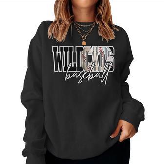 Wildcats Baseball Mom Game Day School Spirit Wildcat Pride Women Sweatshirt | Mazezy
