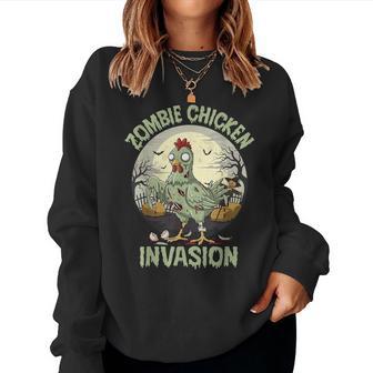 Zombie Chicken Invasion Halloween Women Sweatshirt - Thegiftio UK