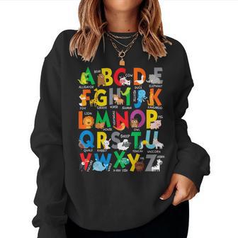 Zoo Animal Alphabet Abcs Learning Letters Boys Girls Women Sweatshirt - Thegiftio UK