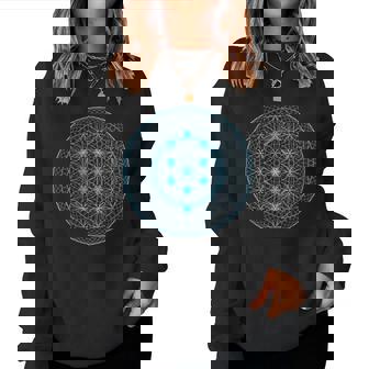 カバラの木と生命の神聖な幾何学の花 レディーススウェットシャツ - Kawaiitshirt