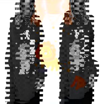 キッズ 2歳の誕生日 ライオン 2歳 男の子 女の子 レディーススウェットシャツ - Kawaiitshirt