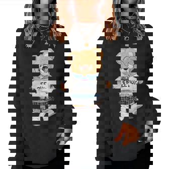 クールなテディベアの女の子と無料の抱擁イラストグラフィック。 レディーススウェットシャツ - Kawaiitshirt