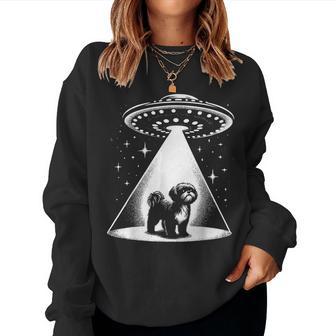 シーズー Mom Dad Dog Alien Ufo レディーススウェットシャツ - Kawaiitshirt