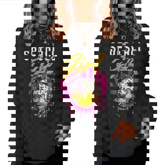 ソフトボール 女の子 名言 滴る アイスクリーム グラフィック ソフトボール ドリップ レディーススウェットシャツ - Kawaiitshirt