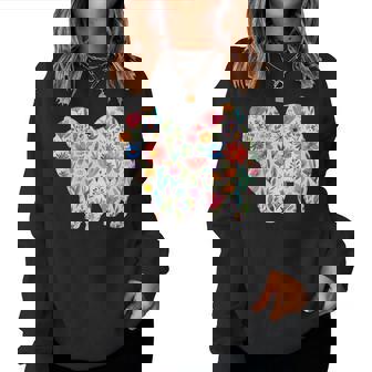 チャウチャウ 水彩 花 デザイン レディーススウェットシャツ - Kawaiitshirt