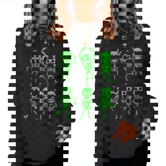 ハロウィン ダンシングスケルトン グリーン 不気味な男の子 女の子 キッズ レディーススウェットシャツ - Kawaiitshirt