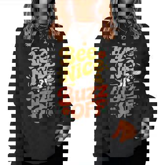 ミツバチ 養蜂家 ミツバチの巣立ち Bee Nice Or Buzz Off レディーススウェットシャツ - Kawaiitshirt