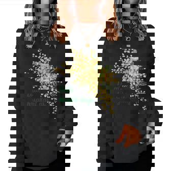 ミモザ 花柄 Little Bright Days ナチュラル 春カラー フラワーデザイン 長袖tシャツ レディーススウェットシャツ - Kawaiitshirt