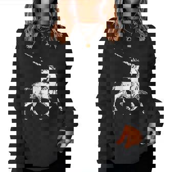 ユニコーン 神話上の生き物 おとぎ話 ファンタジー ヴィンテージ 古い Unicorn Fairy Tale Horse 長袖tシャツ レディーススウェットシャツ - Kawaiitshirt