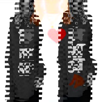 ユーズド加工 I Heart My Girlfriend アパレル I Love My Gf レディーススウェットシャツ - Kawaiitshirt