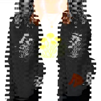 星と水晶の先端の夏の花とタンポポ レディーススウェットシャツ - Kawaiitshirt