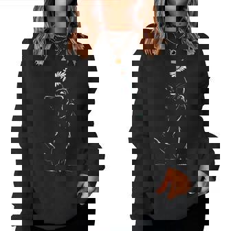 猫 抱っこ 花 ポートレート 動物 モチーフ イラスト 猫 レディーススウェットシャツ - Kawaiitshirt