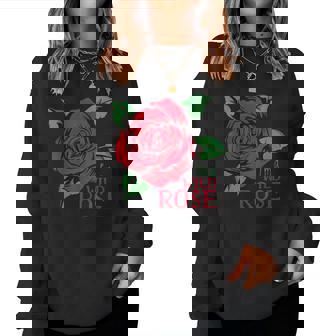 赤いバラとi'm A Wild Roseの花のデザイン レディーススウェットシャツ - Kawaiitshirt