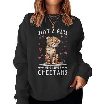 面白いチーターアニマル。チーターが大好きな女の子だけ。 レディーススウェットシャツ - Kawaiitshirt