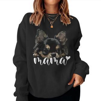 黒 チワワ ママ ロングヘア チワワ ママ チワワ 女の子 長袖tシャツ レディーススウェットシャツ - Kawaiitshirt