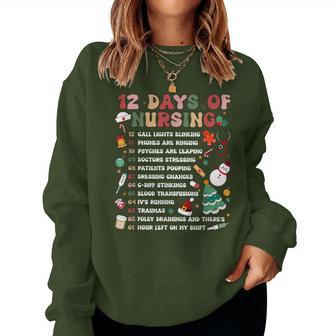 12 Day Of Nursing Hospital Christmas Nurse Xmas Nicu Picu Ed Women Sweatshirt - Thegiftio UK