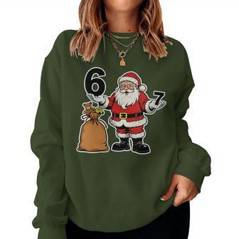 67 Christmas Six Seven Meme Brainrot Santa Claus 6-7 Women Sweatshirt - Thegiftio UK