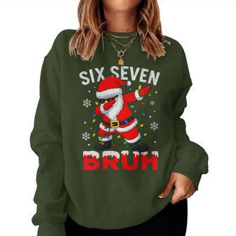 67 Meme Six Seven Bruh Dabbing Santa Christmas Meme Women Sweatshirt - Monsterry