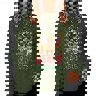 African American Black Proud Merry Christmas Afro Bun Women Sweatshirt | Mazezy