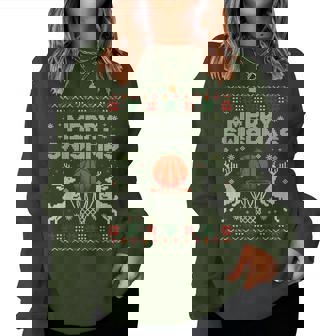 Basketball Christmas Ugly Sweater Merry Swishmas Women Women Sweatshirt - Monsterry