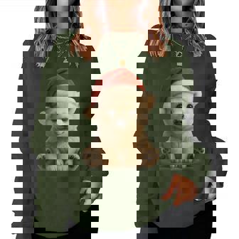 Bear Santa Hat Christmas Xmas Animal Lover Pajama Women Women Sweatshirt | Seseable CA