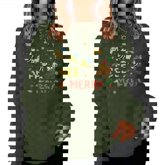 Bee Merry Christmas Beekeeper Xmas Holiday Santa Sleigh Ride Women Sweatshirt - Monsterry