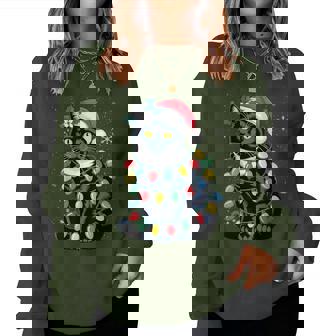 Black Cat Christmas Santa Hat Meowy Cats Men Women Sweatshirt | Seseable CA