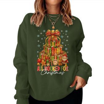 All Booked For Christmas Tree Lights Xmas Book Lovers Women Women Sweatshirt - Thegiftio UK