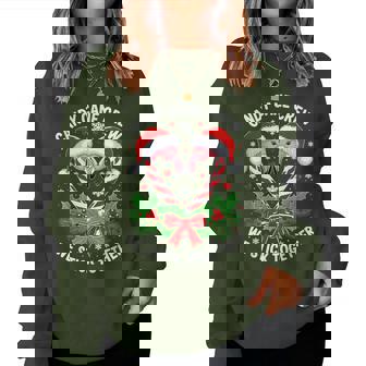 Candy Cane Crew We Stick Together Family Christmas Flamingo Women Sweatshirt - Thegiftio