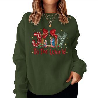 Christian Christmas Joy To The World Coquette Jesus Nativity Women Sweatshirt - Thegiftio UK