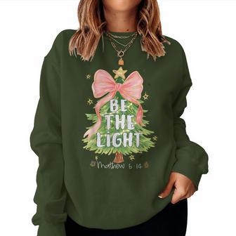 Christian Be The Light Christmas Tree Bible Verse Christians Women Sweatshirt - Thegiftio UK