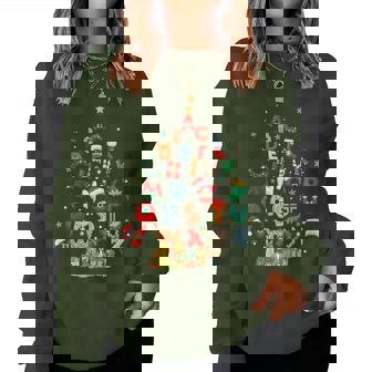 Christmas Alphabet Tree Santa Hat Gingerbread Xmas Teacher Women Sweatshirt | Seseable FR