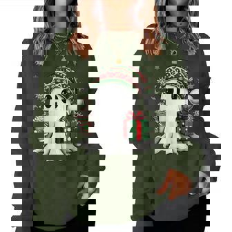 Christmas Cute Ghost Drink Coffee Christmas Ghost Women Sweatshirt - Seseable