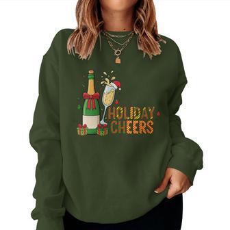 Christmas Holiday Cheers Christmas Champagne Drink Lover Women Sweatshirt - Thegiftio UK