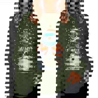 Christmas Snowman In Ski Goggles Santa Hat Winter Women Sweatshirt | Mazezy