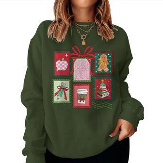 Christmas Teacher Stamps Women Sweatshirt - Thegiftio UK