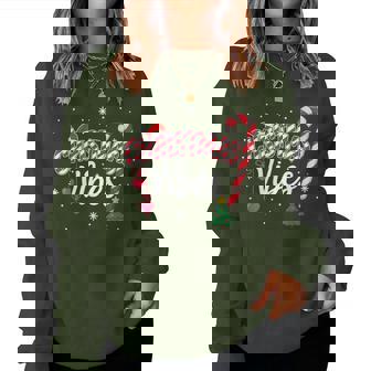 Christmas Vibes Girls Candy Cane Holiday Graphic Women Sweatshirt - Thegiftio