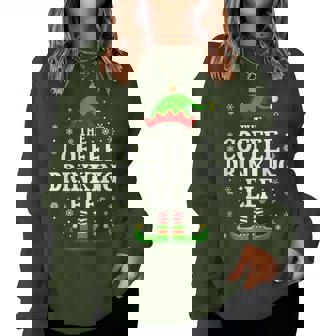 Coffee Drinking Elf Christmas Family Matching Women Sweatshirt | Seseable CA