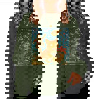 Cute Christmas Tabby Orange Cat Mom Kitten Santa Claus Women Sweatshirt - Monsterry