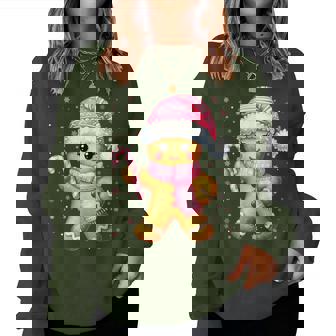 Cute Gingerbread Pink Candy Cane Christmas Xmas Girl Women Women Sweatshirt | Seseable FR