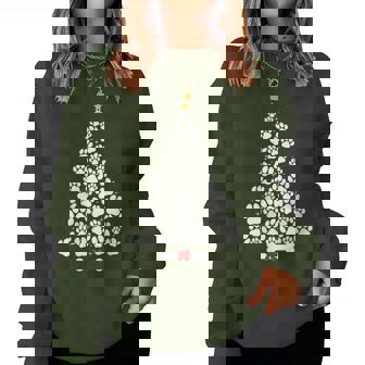 Dog Paw Christmas Tree Pet Dog Puppy Lover Xmas Women Sweatshirt - Thegiftio