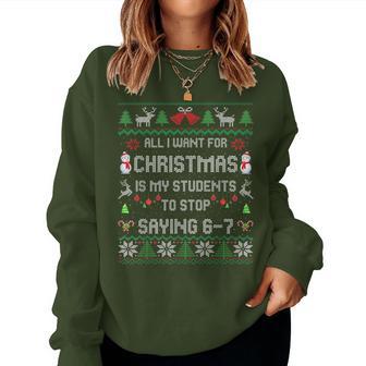 Estudiantes Diciendo 6-7 67Ixeven Ugly Teacher Xmas Sudadera Mujer - Regaloses