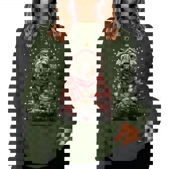 Festive Bear In Glasses Christmas Lights Coffee Winter Women Sweatshirt | Mazezy