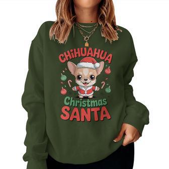 Festive Chihuahua Christmas Santa Holiday Dog Candy Vibe Fun Women Sweatshirt - Thegiftio