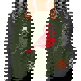 Festive Cute Red Cardinal Bird Christmas Winter Nature Lover Women Sweatshirt | Mazezy