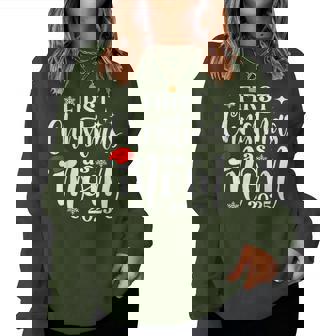 First Christmas As Mom 2025 Snowflake Xmas Family Matching Women Sweatshirt | Seseable CA